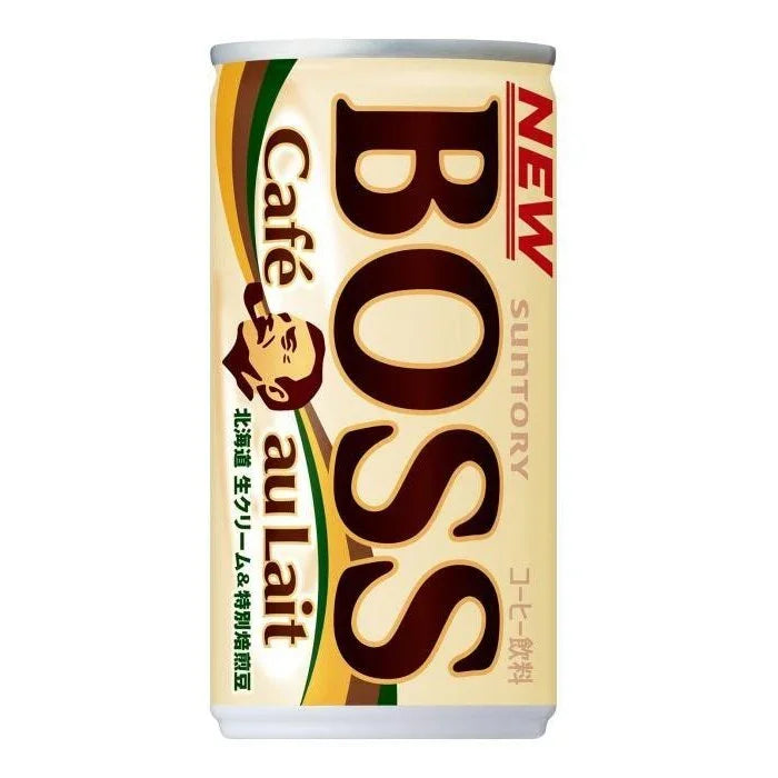Boss Café Au Lait Coffee With Milk Canned Coffee 185g, creamy blend, ideal for on-the-go refreshment