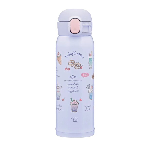 Zojirushi 480ml One - Touch Stainless Steel Water Bottle for Kids Sweet Purple