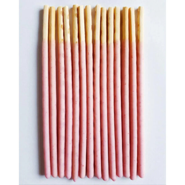 8 Ct. Glico Strawberry Pocky Biscuit Sticks, crunchy and creamy, designed for strawberry lovers