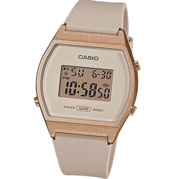 Casio Standard Standard Digital LW 204 Digital Watch for Women, Kids, Girls, beige/rose
