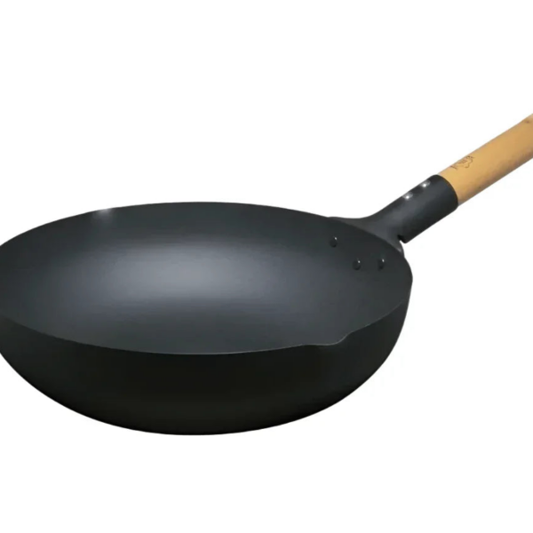 Takumi Magma Plate Non - Stick Iron Induction Wok With Wooden Handle 28cm