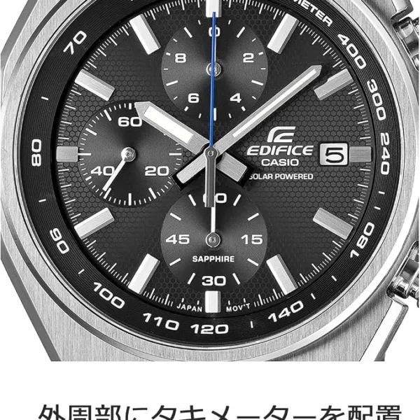 Close-up of Casio EDIFICE EFS-S660D-1AJF, 38.3mm, featuring blue chronograph hands for quick readability