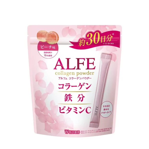 Alfe Collagen Powder Peach Flavor 30 Sachets yoyojapan 01
