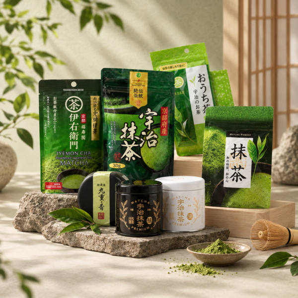 YOYOJAPAN Japanese Matcha Powder Bundle, 5 Full Size Items, pure green tea selection, ideal for daily whisking at home