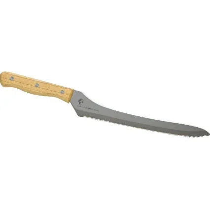 Arnest Bread Slicer 235mm with wooden handle and molybdenum steel blade, ideal for smooth bread cutting.
