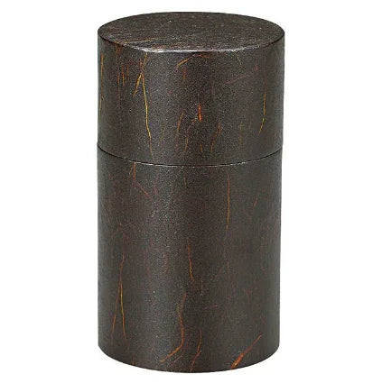 Isuke Wooden Tea Caddy Lacquered Washi Paper Canister 150g, featuring handcrafted wood and lacquer finish, ideal for tea storage.