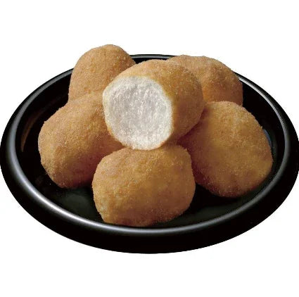 75g Funwari Meijin Mochi Puffs Snack Kinako Flavor, roasted soybean coating, designed for fans of traditional Japanese flavors.