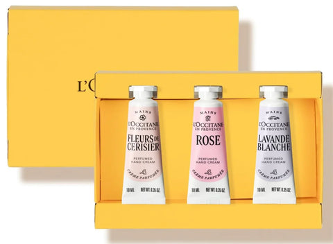L'Occitane Mini Hand Cream Trio, 3-Piece, floral fragrances, ideal for daily hand care